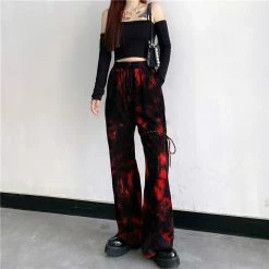 Yoursblack Harajuku Street Red Tie-dye Bootcut Trousers NEWS