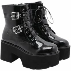 Yoursblack Martin Boots With Metal Buckle Shoes