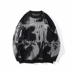 Yoursblack NEWS Colorblock Round Neck Embroidered Sweater