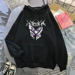 Yoursblack Butterfly Skull Print Hoodie NEWS