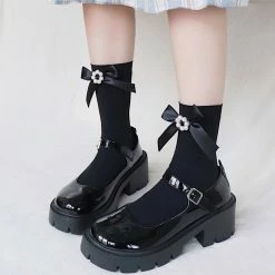 Yoursblack Velvet Pearl Flower Socks Socks&Stockings