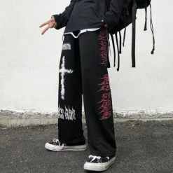 Yoursblack Dark Graffiti Straight-leg Pants