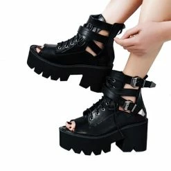 Yoursblack Gothic Lace-up Sandals