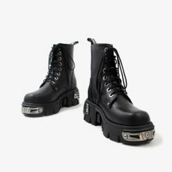 Yoursblack Punk Retro Platform Motorcycle Boots