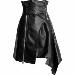 Yoursblack NEWS A-line Skirt With Irregular Zipper Belt