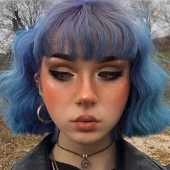 Yoursblack Purple Blue Egg Roll Wavy Short Hair