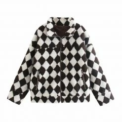 Yoursblack Zip Diamond Check Wool Coat NEWS