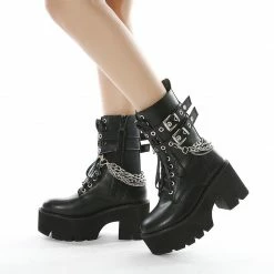 Yoursblack Chunky Heel Side Zipper Martin Boots Spring Sale