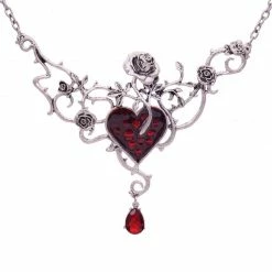 Yoursblack Dark Rose Vine Heart Necklace