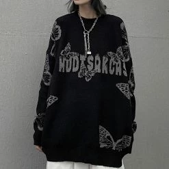 Yoursblack Butterfly Jacquard Dark Sweater