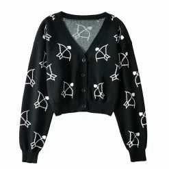 Yoursblack Dark Cupid's Arrow V-Neck Cardigan