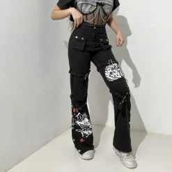Yoursblack Punk Metal Buckle Printed Jeans 10 Yoursblack Punk Metal Buckle Printed Jeans