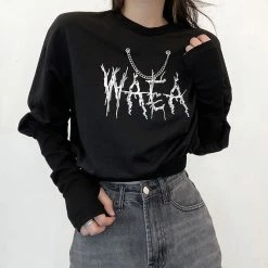 Yoursblack NEWS Diablo Waist Pullover Printed Loose Sweatshirt