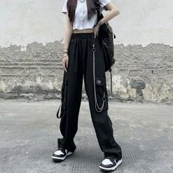 Yoursblack Hip Hop Chain Wide Leg Pants NEWS