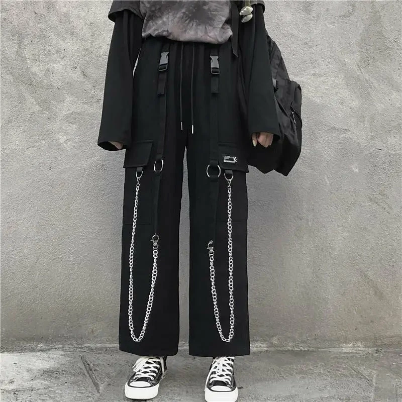 Yoursblack NEWS Harajuku Chain Straight-leg Pants 1 Yoursblack NEWS Harajuku Chain Straight-leg Pants