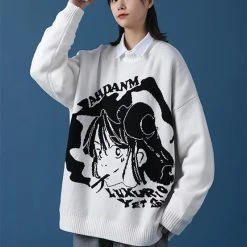 Yoursblack Rebellious Anime Girl Sweater TOPS