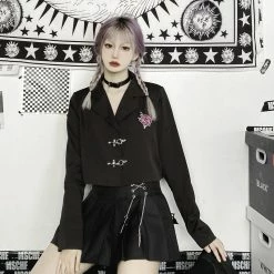 Yoursblack Metal Buckle Brooch Blazer