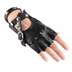 Yoursblack Punk Rivet Chain Gloves