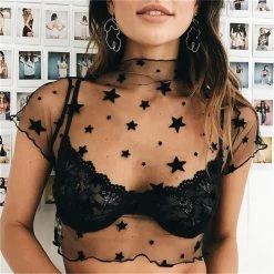 Yoursblack T-Shirts Mesh Five-Pointed Star T-shirt