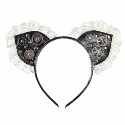 Yoursblack Cat Ear Lace Goth Headband Accessory