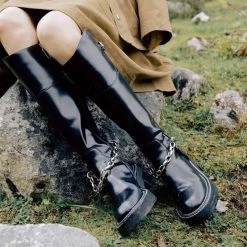 Yoursblack Chain Knight Boots NEWS