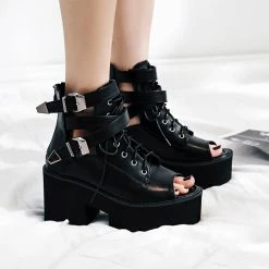 Yoursblack Gothic Lace-up Sandals