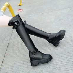 Yoursblack Studded Over-the-knee Rider Boots NEWS