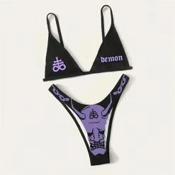 Yoursblack Punk Demon Print Bikini Swimwear