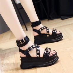 Yoursblack Studded Cross Strap Sandals NEWS