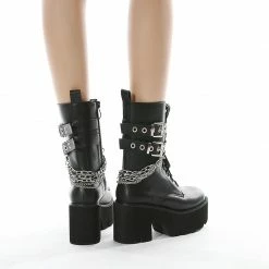 Yoursblack Chunky Heel Side Zipper Martin Boots Spring Sale