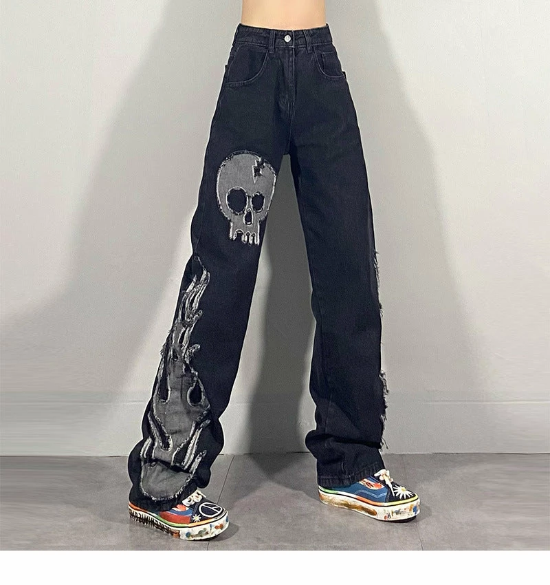 Yoursblack Dark Gothic Skull Embroidered Pants NEWS 2 Yoursblack Dark Gothic Skull Embroidered Pants NEWS