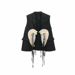 Yoursblack TOPS Peach Heart Fringed Vest Jacket