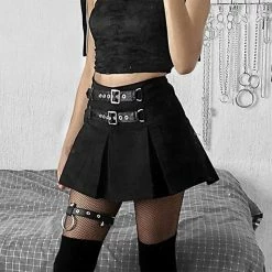 Yoursblack Buckle Front Mini Skirt