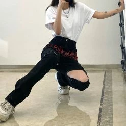 Yoursblack Hot High-Rise Pants With Stitching Metal Buckle