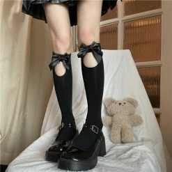 Yoursblack Hollow Bow Socks Socks&Stockings