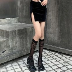 Yoursblack Socks&Stockings Black Rose Leg Socks