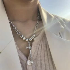 Yoursblack Cross Clavicle Chain Accessory