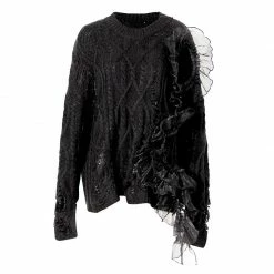 Yoursblack NEWS Lazy Ripped Ruffled Sweater