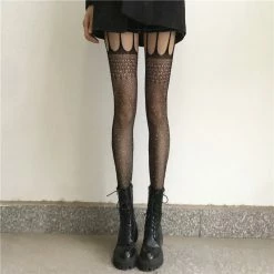 Yoursblack Black Shine Pattern Stockings
