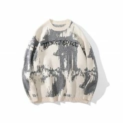 Yoursblack NEWS Colorblock Round Neck Embroidered Sweater