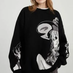 Yoursblack TOPS Anime Youth Round Neck Sweater