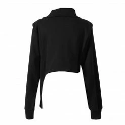 Yoursblack NEWS Zip Turtleneck Irregular Cropped Sweatshirt