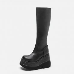 Yoursblack Shoes Side Zip Platform Boots