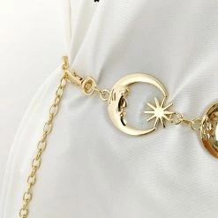Yoursblack Sun Moon Metal Waist Chain