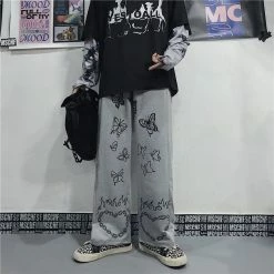 Yoursblack NEWS Harajuku Butterfly Wide-leg Pants
