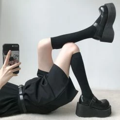 Yoursblack Dark Lolita Thick Bottom School Uniform Shoes