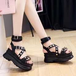Yoursblack Studded Cross Strap Sandals NEWS