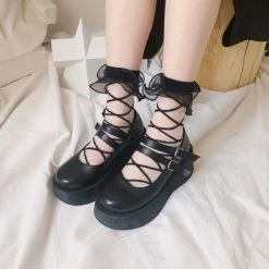 Yoursblack NEWS Lolita Straps And Piles Socks