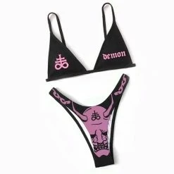 Yoursblack Punk Demon Print Bikini Swimwear