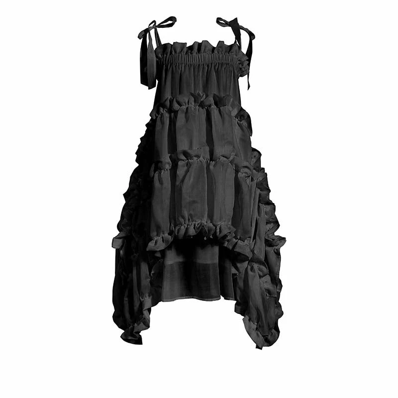 Yoursblack Dark Irregular Ruffled Lace Dress 1 Yoursblack Dark Irregular Ruffled Lace Dress